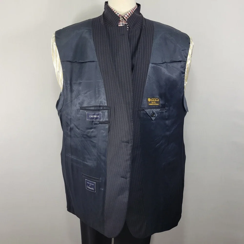 Daniel‎ Cremieux Men's Sport Coat Blazer Two Button Navy Striped Loro Piana 56L